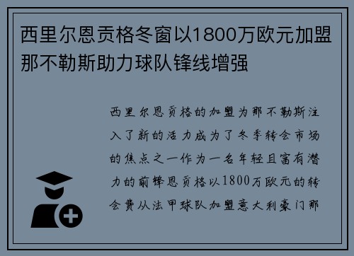 西里尔恩贡格冬窗以1800万欧元加盟那不勒斯助力球队锋线增强